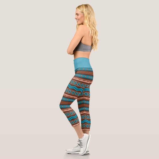 Leggings Capri Southwest Style Geometric Cameron Gorge Design (Gauche)