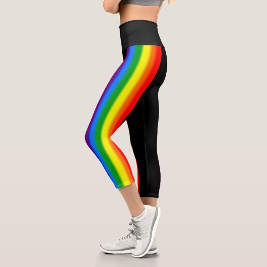 Leggings Capri Soutien LGBT à l'Gay pride Pastel Rainbow Stripes (Gauche)