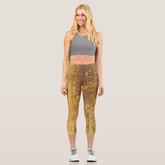 Leggings Capri Sparkly Deep Gold Girl (Recto)