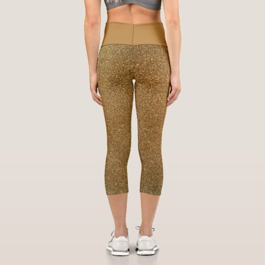 Leggings Capri Sparkly Gold Parties scintillant Fun Yoga Exercice (Verso)