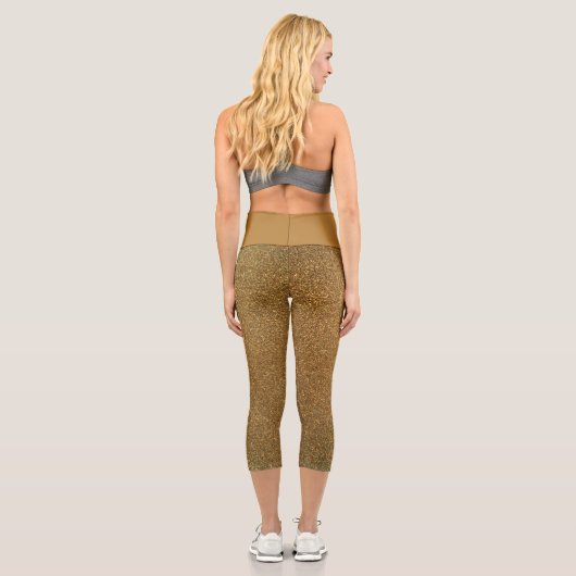 Leggings Capri Sparkly Gold Parties scintillant Fun Yoga Exercice (Verso)