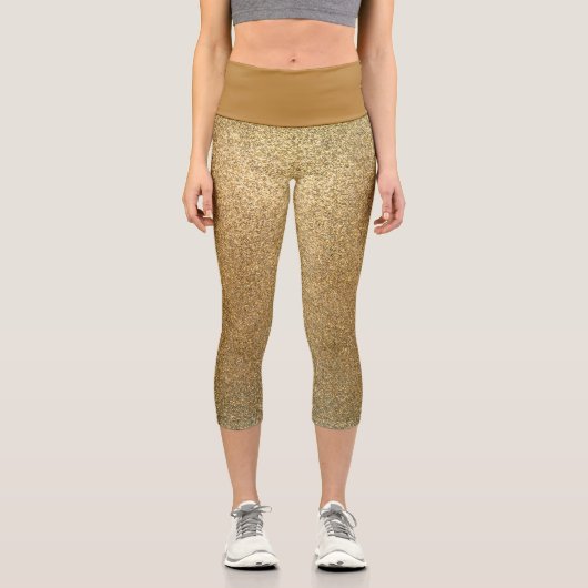 Leggings Capri Sparkly Gold Parties scintillant Fun Yoga Exercice (Recto)