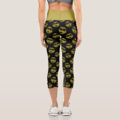 Leggings Capri Sparkly Smile face or scintille motif noir (Verso)