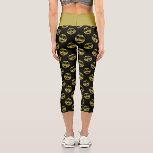 Leggings Capri Sparkly Smile face or scintille motif noir (Verso)