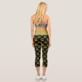 Leggings Capri Sparkly Smile face or scintille motif noir (Verso)
