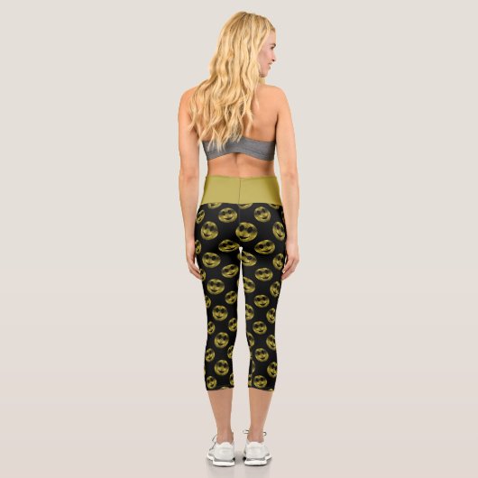 Leggings Capri Sparkly Smile face or scintille motif noir (Verso)