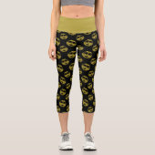 Leggings Capri Sparkly Smile face or scintille motif noir (Recto)