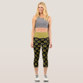 Leggings Capri Sparkly Smile face or scintille motif noir (Recto)