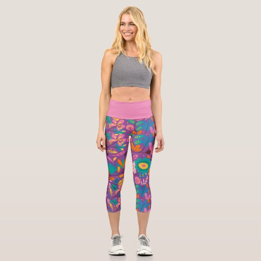 Leggings Capri Spectaculaire Floral Exotique (Recto)