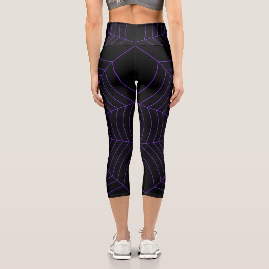 Leggings Capri Spider web noir violet motif Halloween (Verso)
