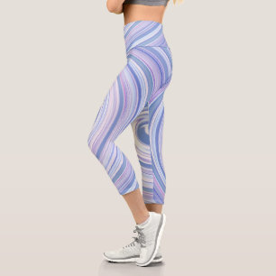 Leggings Capri Spirale bleu clair et rose