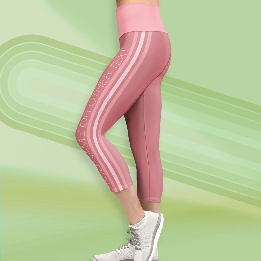 Leggings Capri Sportifs avec texte moderne - Rose rose pâle