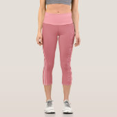 Leggings Capri Sportifs avec texte moderne - Rose rose pâle (Recto)