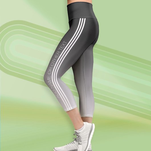 Leggings Capri Sportive avec texte moderne - Black Ombre
