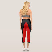 Leggings Capri Sporty Red et Black Stripe Name Modèle (Verso)