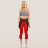 Leggings Capri Sporty Red et Black Stripe Name Modèle (Recto)