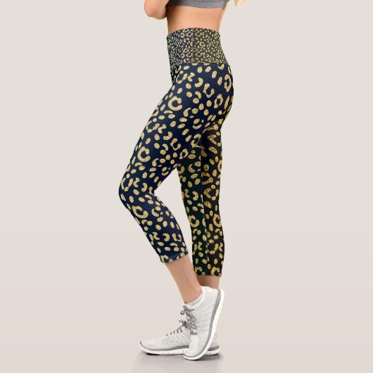 Leggings Capri Spots en peau de léopard d'or (Gauche)