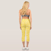 Leggings Capri Spots et bandes 2 - Citron jaune et blanc (Verso)