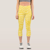Leggings Capri Spots et bandes 2 - Citron jaune et blanc (Recto)