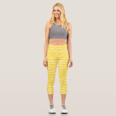 Leggings Capri Spots et bandes 2 - Citron jaune et blanc (Recto)