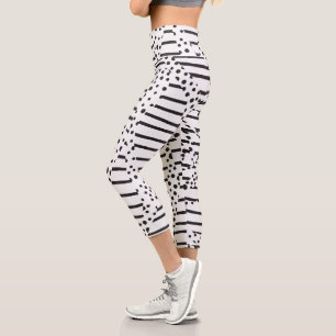 Leggings Capri Spots et bandes 2 en noir et blanc