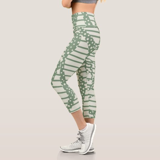 Leggings Capri Spots et bandes 2 - Vert (Gauche)