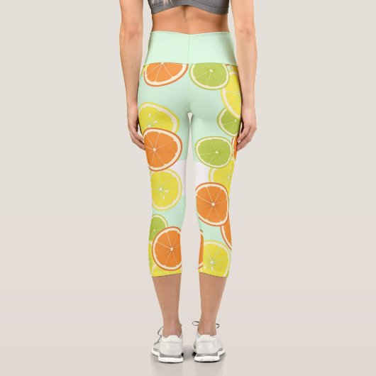 Leggings Capri Squeeze The Day - Mint Green Citrus Fruit Slices (Verso)