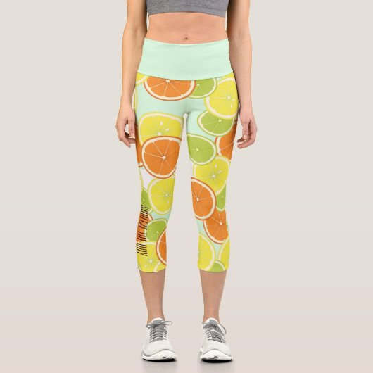 Leggings Capri Squeeze The Day - Mint Green Citrus Fruit Slices (Recto)