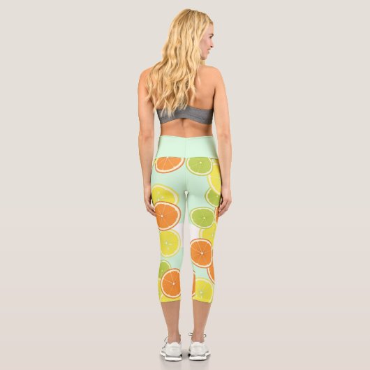 Leggings Capri Squeeze The Day - Mint Green Citrus Fruit Slices (Verso)