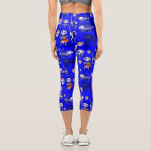 Leggings Capri squelette du chat halloween bleu (Verso)