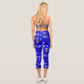 Leggings Capri squelette du chat halloween bleu (Verso)