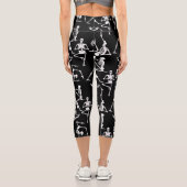 Leggings Capri squelettes de yoga halloween noir (Verso)