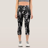Leggings Capri squelettes de yoga halloween noir (Recto)