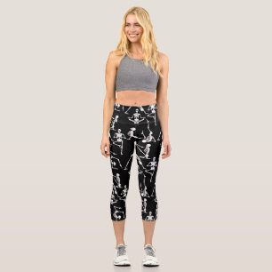 Leggings Capri squelettes de yoga halloween noir