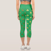 Leggings Capri St. Patrick's Day Green avec Shamrocks d'or (Verso)