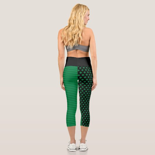 Leggings Capri St. Patrick's Day Shamrocks et stries (Verso)
