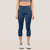 Leggings Capri Star d'or sur le Motif de nuit bleu (Recto)