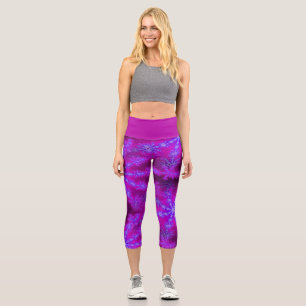 Leggings Capri Starburst Fractal Purple Psychédélique Sauvage Mag