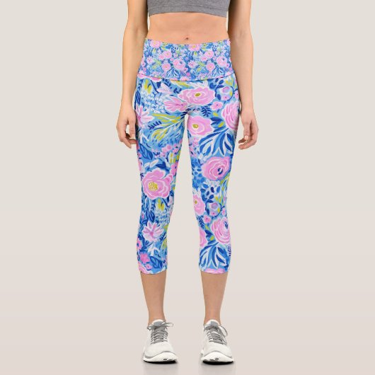 Leggings Capri Station d'été branchée et dynamique Chic Floral Mo (Recto)