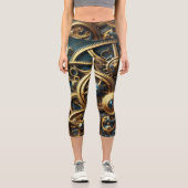 Leggings Capri Steampunk Horkwork Or et Turquoise (Recto)