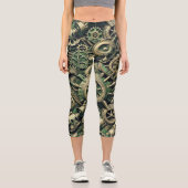 Leggings Capri Steampunk Industrial Green Clocwork Gears (Recto)