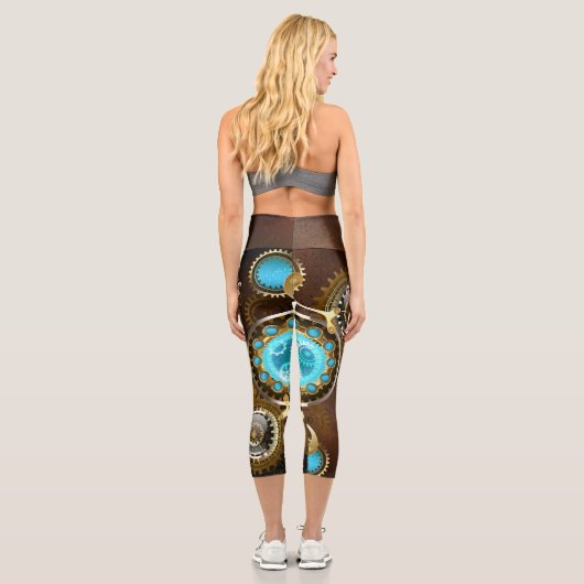Leggings Capri Steampunk Rusty Background (Verso)