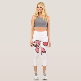 Leggings Capri Sticker Flamant rose de dessin animé mignon avec c