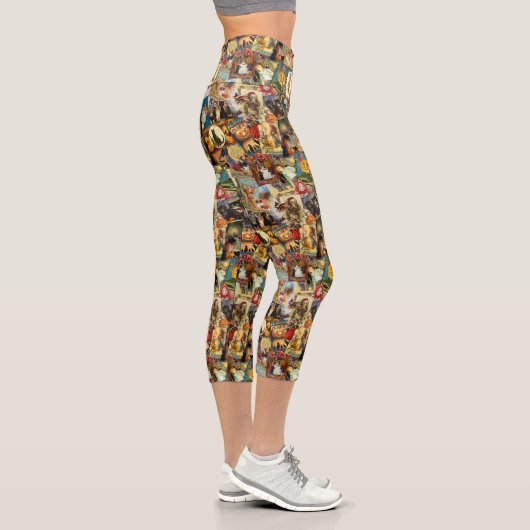 Leggings Capri Stickers Citrouilles Victoriens et Halloween (Droite)