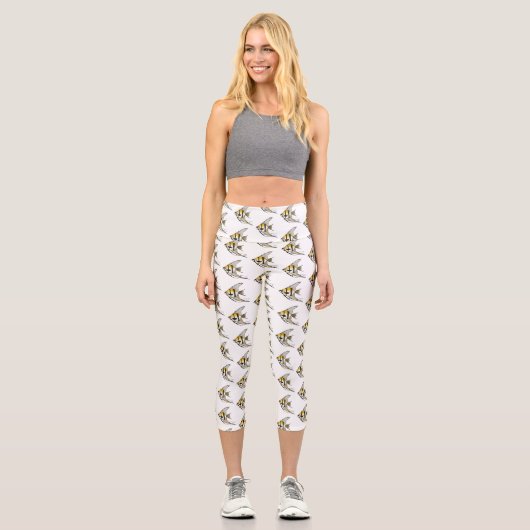 Leggings Capri Striped angelfish cartoon (Recto)