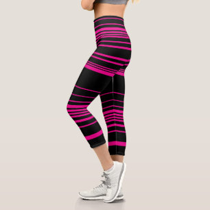 Leggings Capri Stripes complexes - Magenta et Noir