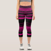 Leggings Capri Stripes complexes - Magenta et Noir (Recto)
