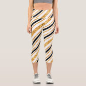 Leggings Capri Stripes Gold Parties scintillant Black Boho Popula (Recto)