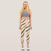 Leggings Capri Stripes Gold Parties scintillant Black Boho Popula (Recto)
