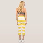 Leggings Capri Stripes inégales - Citron jaune et blanc (Verso)